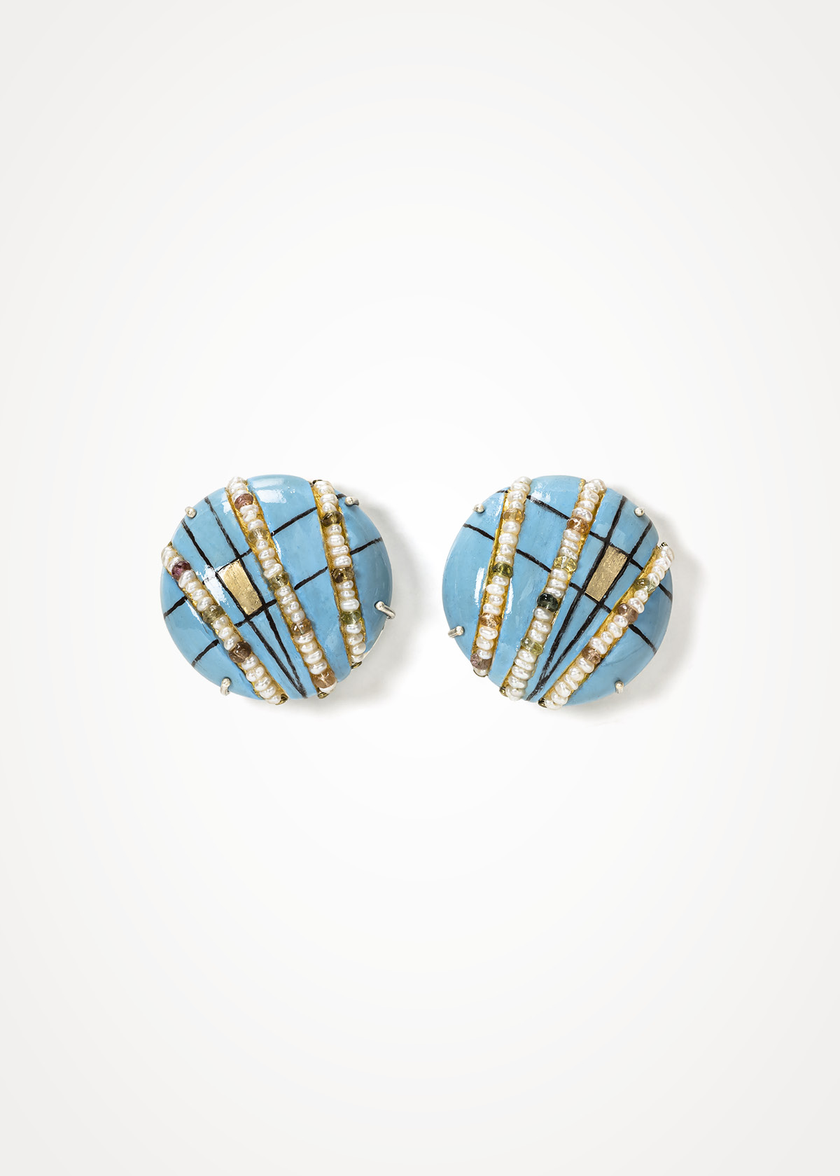 italian contemporary jewelry light blue earrings tourmalines pearls gian luca bartellone